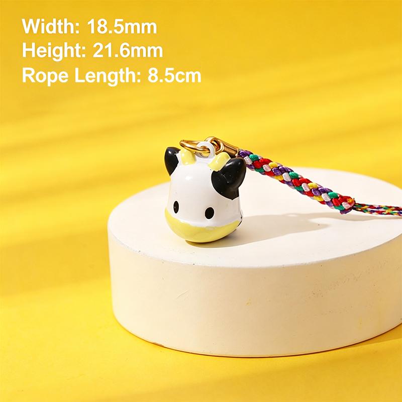Zodiac Animal Copper Bell Keychain Cartoon Animal Keyring Pendant Bag Decor Phone Ornament For Festival Gifts