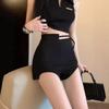 Summer 2024 Women's Black High-Waisted Irregular Petite Hot Shorts - Slimming & Sexy