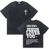 Washed Christian Religious Jesus Forgive Them Father Tshirt Men Women Fashion Oversized Short Sleeve Summer Male Vintage Tees