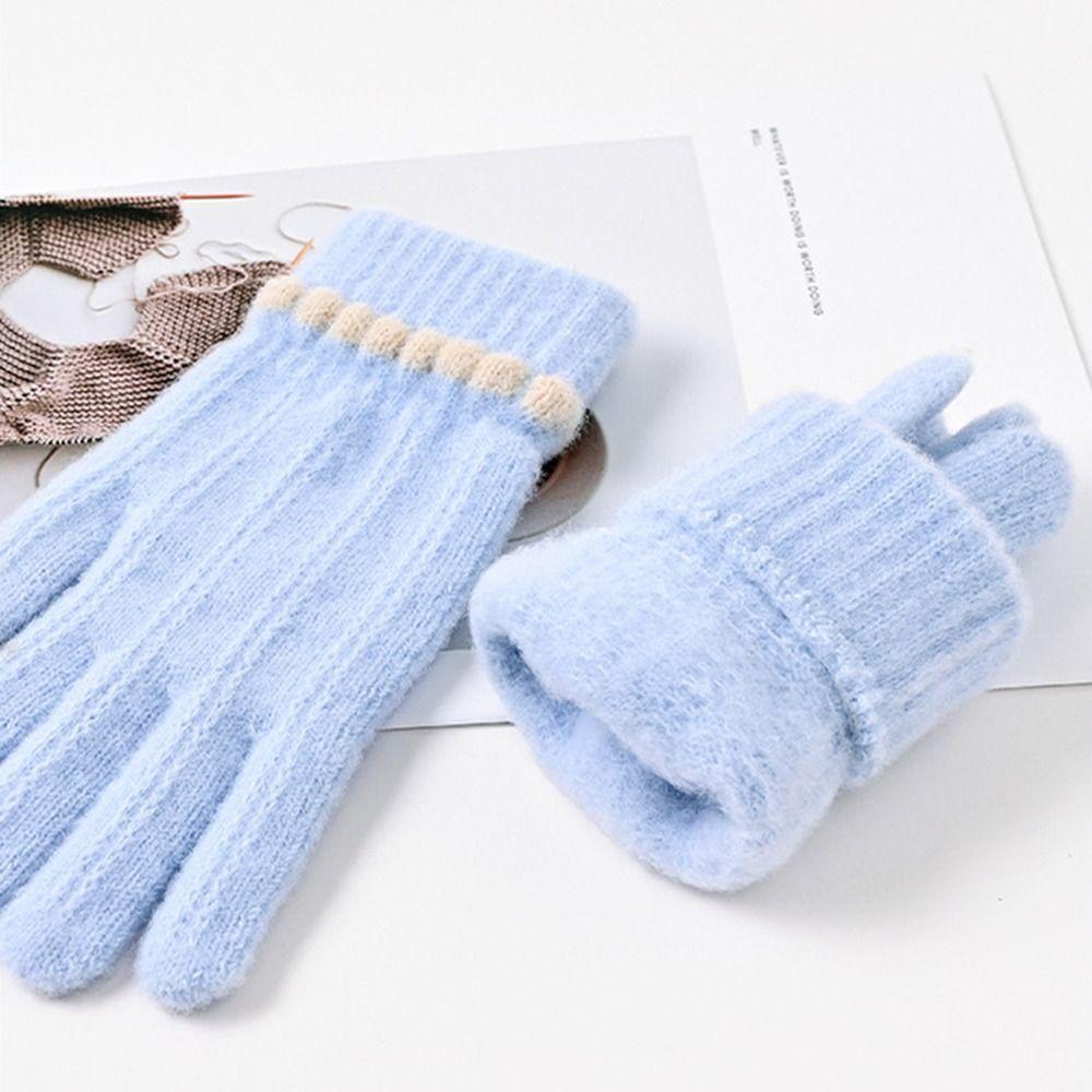 Winter Warm Winter Gloves Knitted Knitting Mittens Fashion Full Finger Gloves for Female