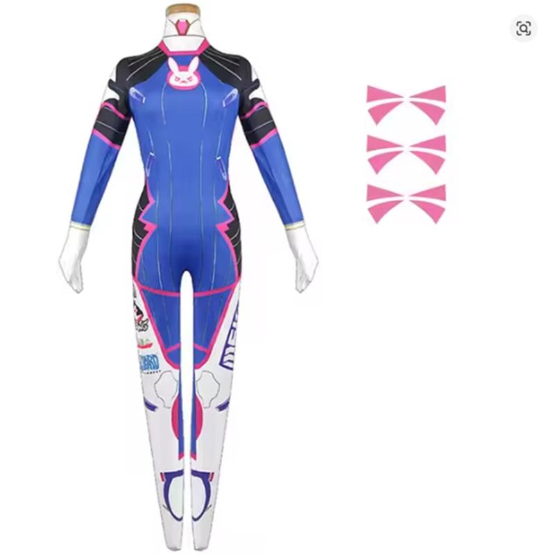 Anime Woman Jumpsuit Tights Dva Cosplay Costume Game Zentai Wig Cosplay Props Headphone Suit D.Va Cos Party Halloween Costumes