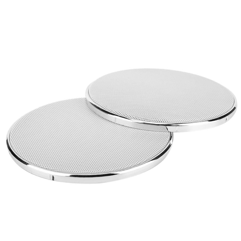 5in Plastic Frame White Mesh Car Audio Speaker Grill Guard Protector Cover(2pcs)