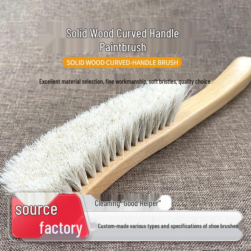 Beech Wood Horsehair Shoe Brush for Cleaning, Dust Removal, Polishing, and Leather Care.