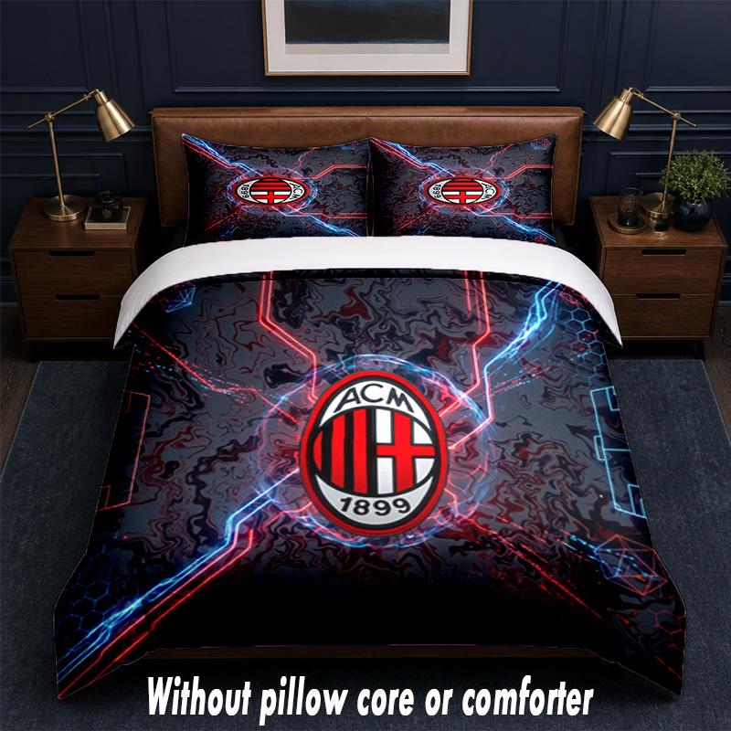 AC Milan Design Bed Bedding Set 1 Duvet Cover + 2 Pillowcases Soft Breathable Household Bed Linens