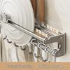 ZNMW Stainless Steel Kitchen Hanging Rod with Hooks