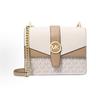 Geantă de umăr/crossbody Mk Greenwich cu imprimeu logo din piele, geantă mică pentru femei, Alb-Vanilie 35S5GGRC1B-VANILLA-ACRN