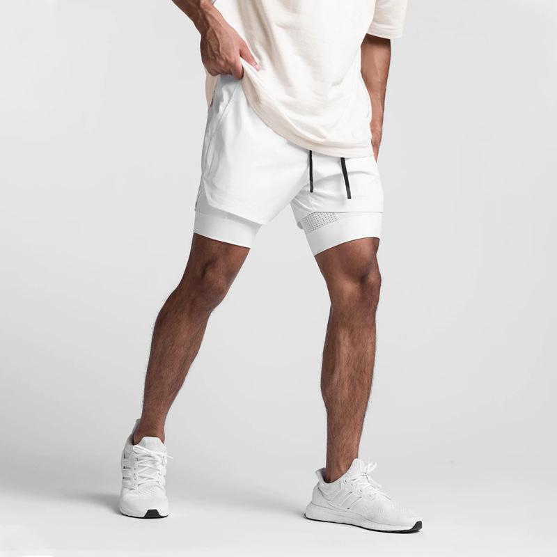 Crazy Muscle Men's Sports and Leisure Shorts Double Layered Marathon Basketball Fitness Quick Drying Shorts