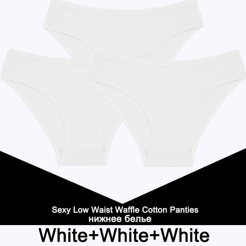 3PCS/Set Damen Waffel Baumwolle Slips Sexy Dessous Damen Unterwäsche Unterhose Slips Mädchen Einfarbige Intime Slips Für Frau