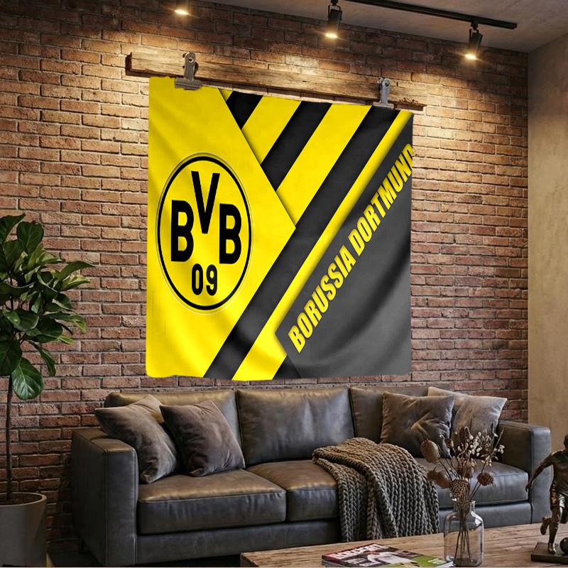 1 szt. Gobelin z logo drużyny piłkarskiej Bvb 09, Gobelin o unikalnym wzorze, Dekoracja ścienna do sypialni, salonu, pokoju zabaw, Ciepłe prezenty świąteczne dla fanów