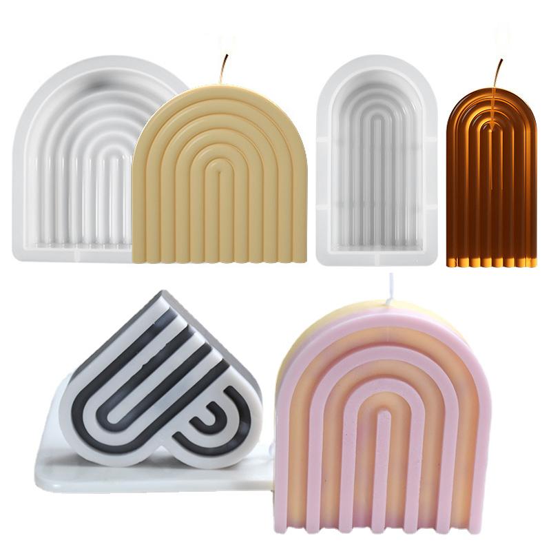 Moule Silicone Bougie Forme Arche/U 3D Kit de Fabrication Artisanale DIY Décoration Maison Plâtre Époxy Savon Fait Main Glaçons Outils de Cuisson
