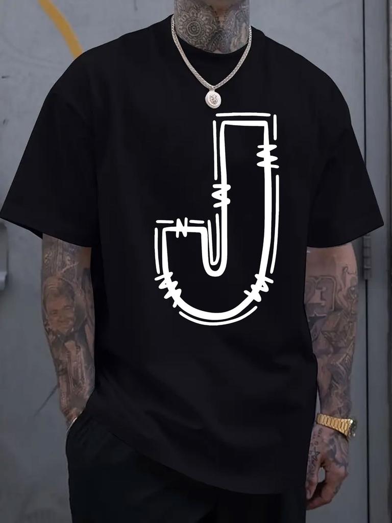 Mâneci scurte pentru bărbați din bumbac negru. Moale și confortabil. Design cu gât rotund, modă casual, imprimare cu litere