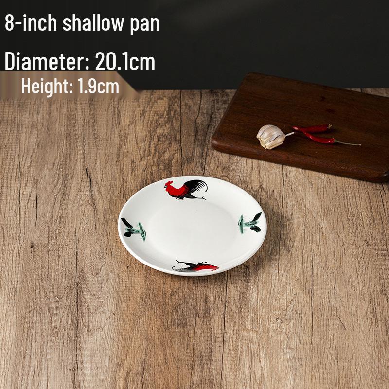 Rooster Series Traditional Oval Ceramic Fish Plate for Hotels & Restaurants