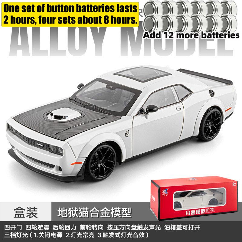 1:18 Dodge Challenger Srt Hellcat Coche Musculoso Americano Moderno Modelo de Coche de Fundición a Presión de Aleación Sonido y Luz Coleccionables Regalos de Cumpleaños