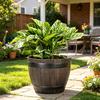Flowerpot with Built-In Drainage System Rustic Style Garden Container Entryway Decorative Planter Barrel Flowers Herbs Vegetables Small Shrubs Balcony