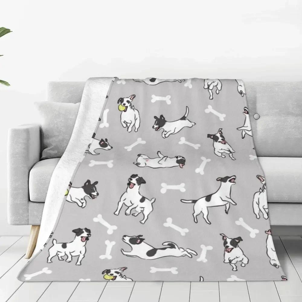 Coperta in Flanella Jack Russell Terrier Cane Grigio Morbida Calda Biancheria da Letto Coperte per Sedia Divano Letto Telo da Campeggio Copridivano