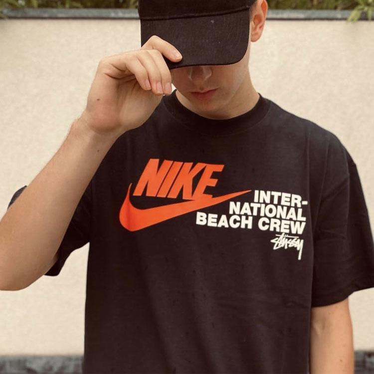 Nike x Stussy International Beach Crew Tee Black Unisex Tops DD3070-010