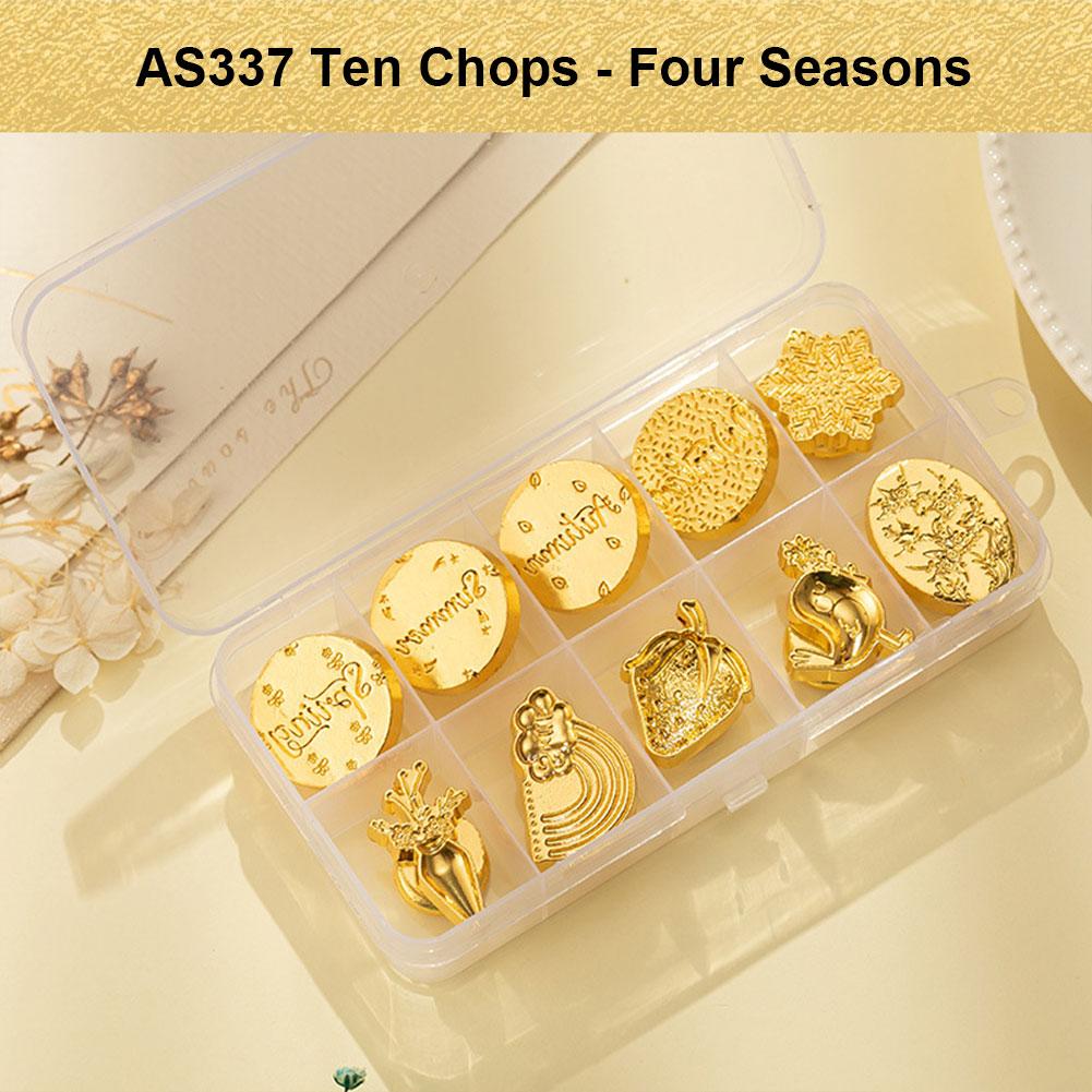 10pcs/box Wax Seal Stamps Christmas Wax Stamps Head Copper Brass Sealing DIY Scrapbooking Envelope Invitation Wedding Decorative