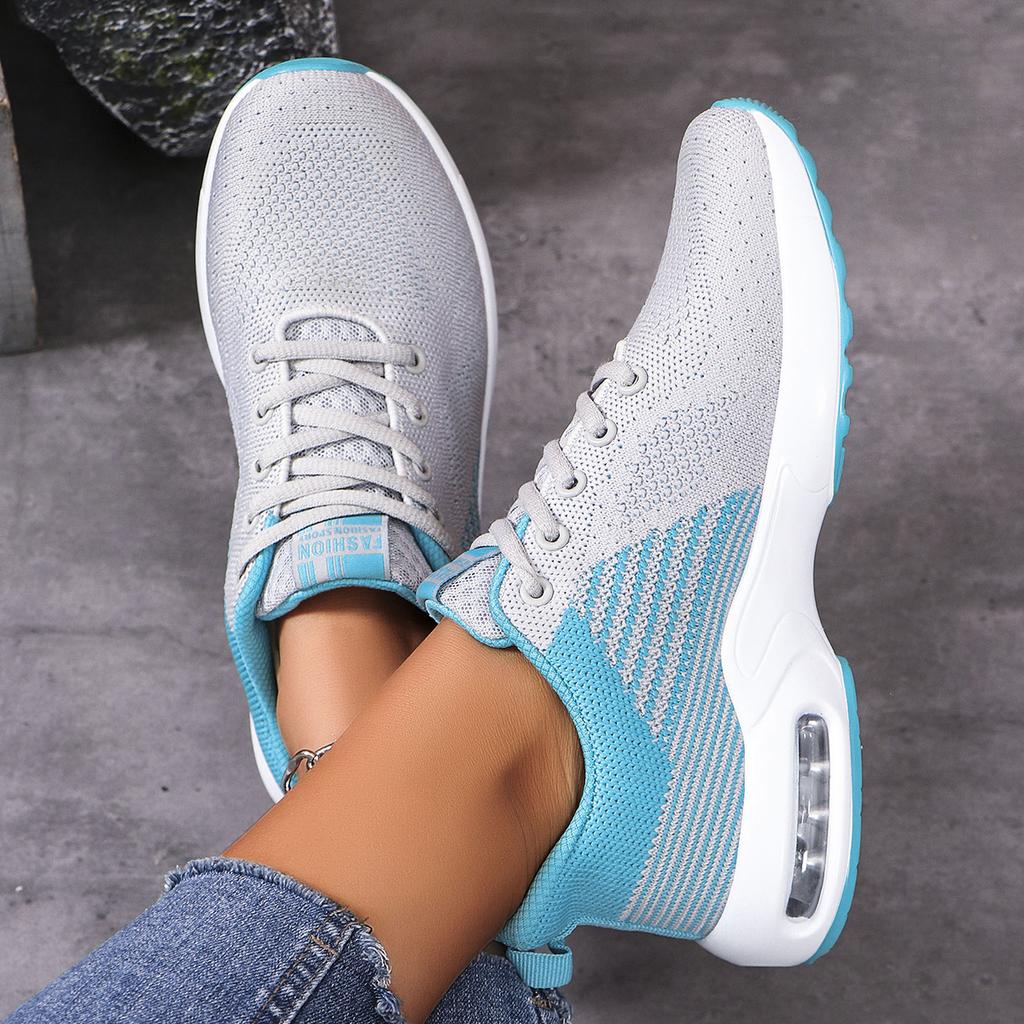 Women's Breathable Mesh Sneakers Fashion Air-cushion Running Sports Shoes Ladies Knitted Jogging Walking Shoes Anti-slip