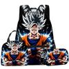 3D Animation Wukong Dragon Ball Super Student School Bag Backpack Lunch Bag Pencil Bag Three-Piece Set