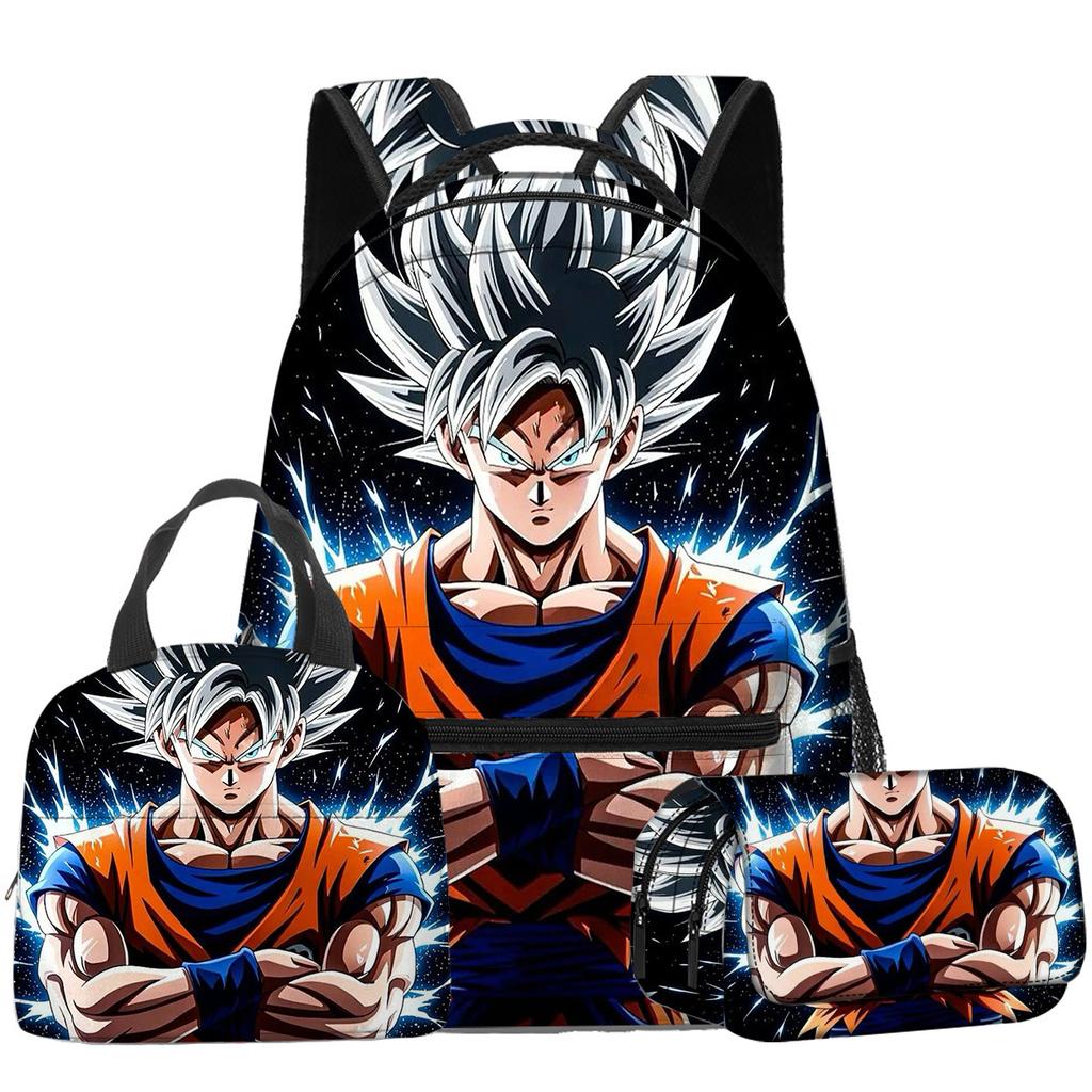 3D Animation Wukong Dragon Ball Super Student School Bag Backpack Lunch Bag Pencil Bag Three-Piece Set