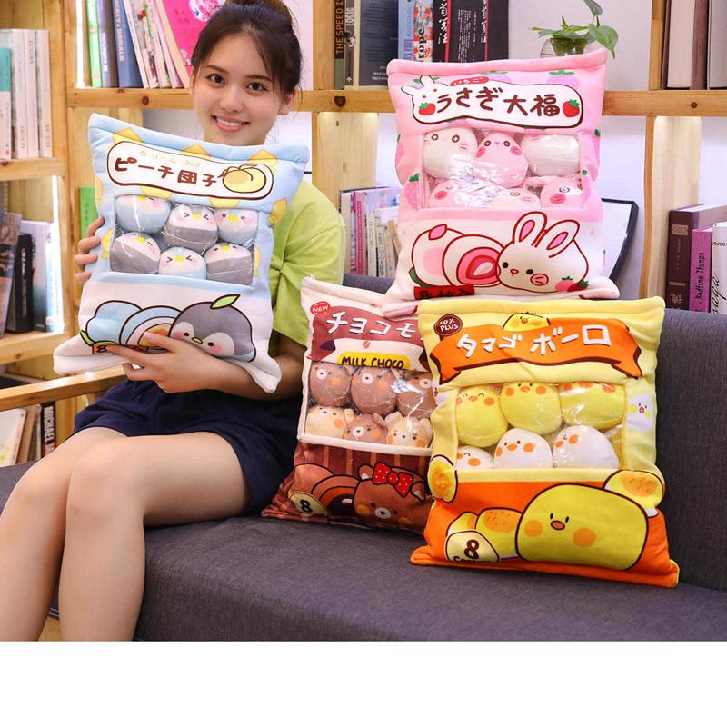 Professional Fishing Unisex Cute Animals Pudding Plush Toys Mini Round Balls Chick Bear Penguin Bunny A Bag Of Plushie 8Pcs Food Snack Toys Plush Pillow