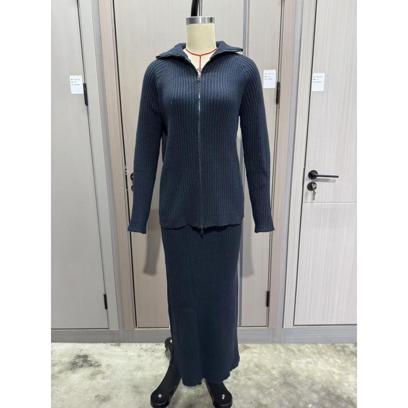 Autumn 2025 Women's Knit Sweater & Midi Skirt Set – European/American Fashion