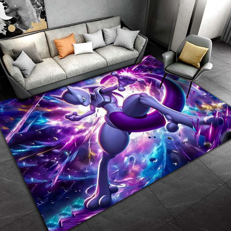 Cool Pokemon-Mewtwo Kreslený Anime Koberec do Obývacího Pokojového Herního Koberce Měkká Podlaha Kreslené Koberce Koupelnová Rohožka Jóga Podložka Domácí Dekor