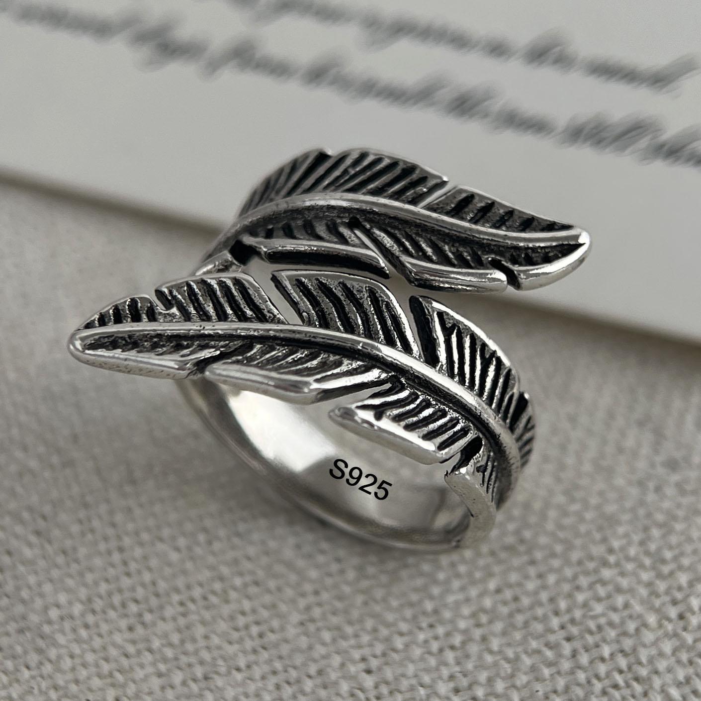 

925 Sterling Silver Rings for Women Couple Minimalist Handmade Simple Retro Flower Heart Ring Fine Jewelry Gift Prevent Allergy resizable