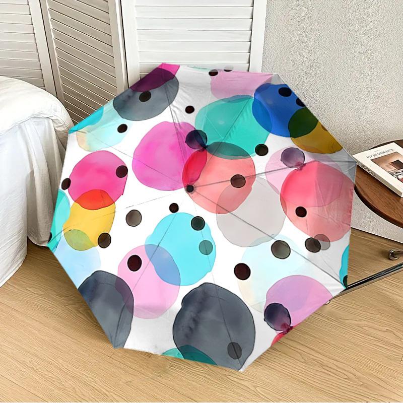 

1pc Watercolor Circles Automatic Folding Umbrella, 8-Rib Durable Frame, Durable Foldable Design - Elegant Gift for Commute yy251210034