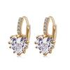 New European & American Fashion Earrings with AAA Zircon - Peach Heart Multi-Color Style