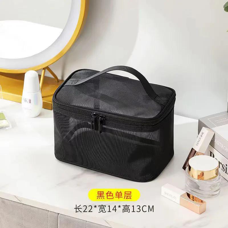 Dames Transparante Mesh Reizen Cosmetische Tas Make-up en Toiletartikelen Kit Opbergtas Make-up Organizer Tas