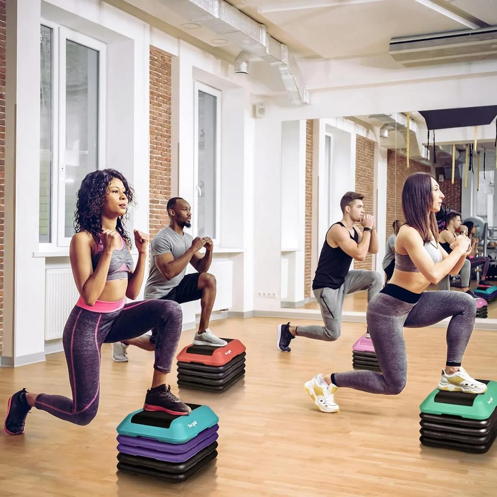 Yes4All Aerobics 41cm X 41cm X Single Step with 4 5 Height Imported from CXKW Platform, Pink/Gray, 10cm, Risers, Adjustments, Non-Slip, [Officially