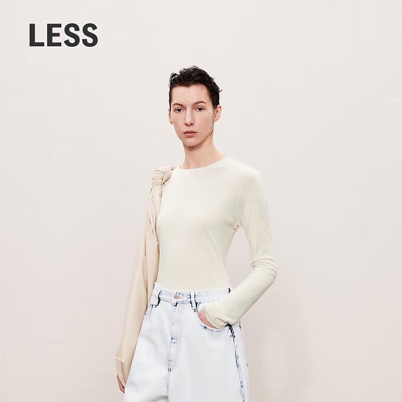 

LESS Women s Irregular Round Neck Slim Fit Long Sleeve T-Shirt L