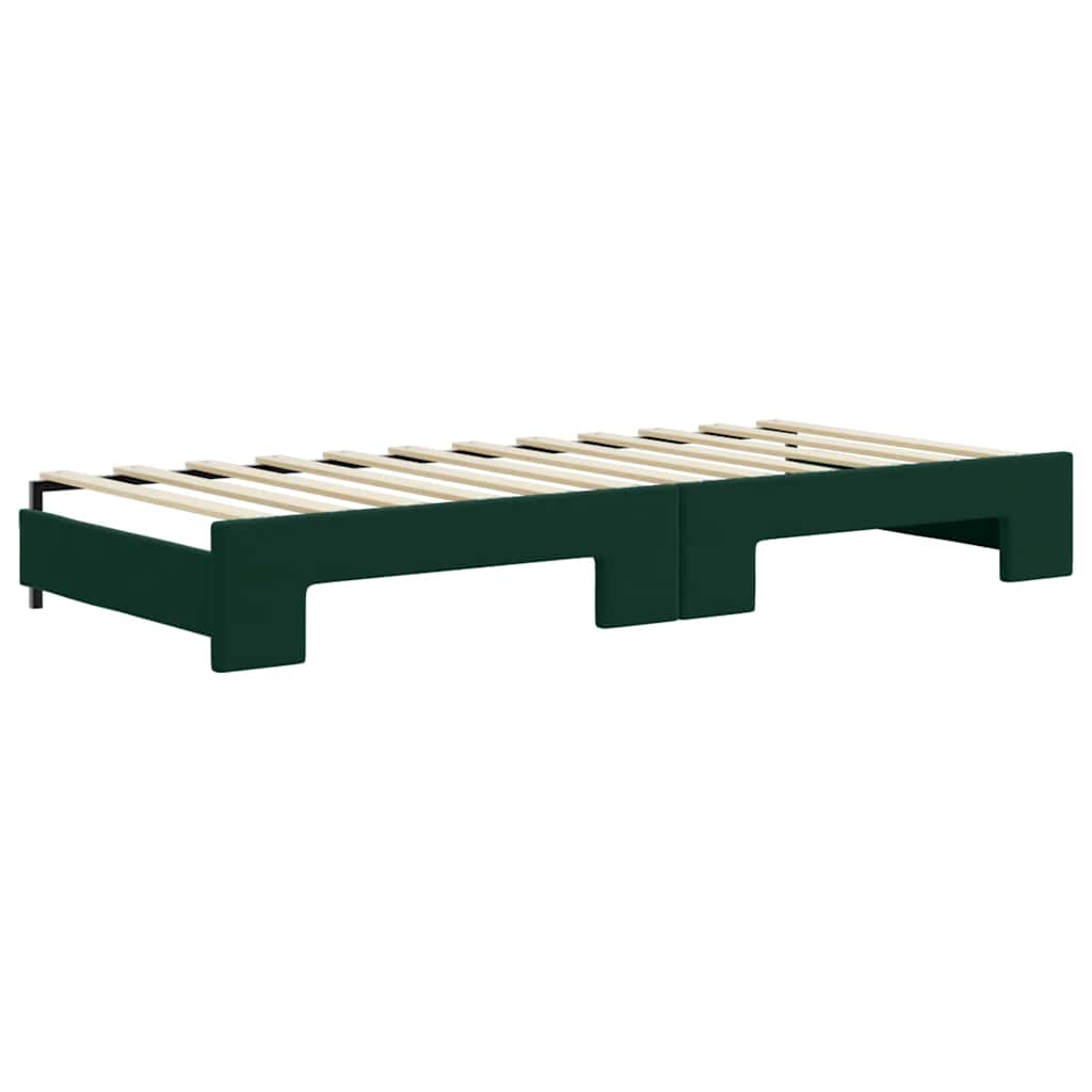 Expandable Daybed with Drawers Dark Green 90x200 Cm Velvet