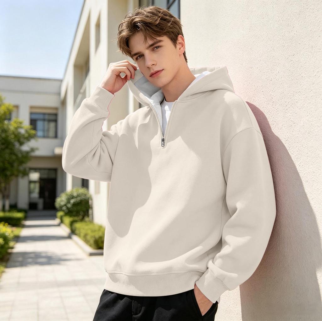 Herren Color Half-Zip Hoodie Lässiger Pullover für den Alltag