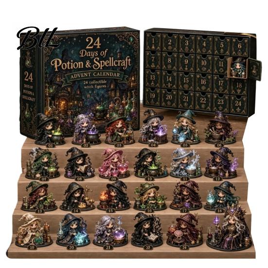 Acrylic Collectible Figurines 24 Days Advent Calendar 2026, Mini Highland Cow/Horse/Dog Figures Christmas Countdown Dolls Set Calendar, 2D Hanging