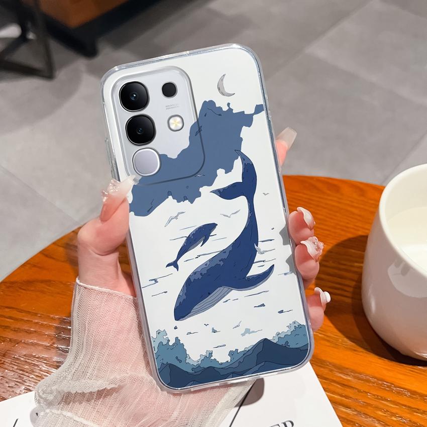 Dla Vivo Y29 Y29s Y28 Y27 Y22 Y21a Y21e Y20a Y20i Przezroczyste Etui na Telefon TPU Tajemniczy Orientalny Wzór Smoka Miękkie Silikonowe Antypoślizgowe Etui Dla Vivo Shell