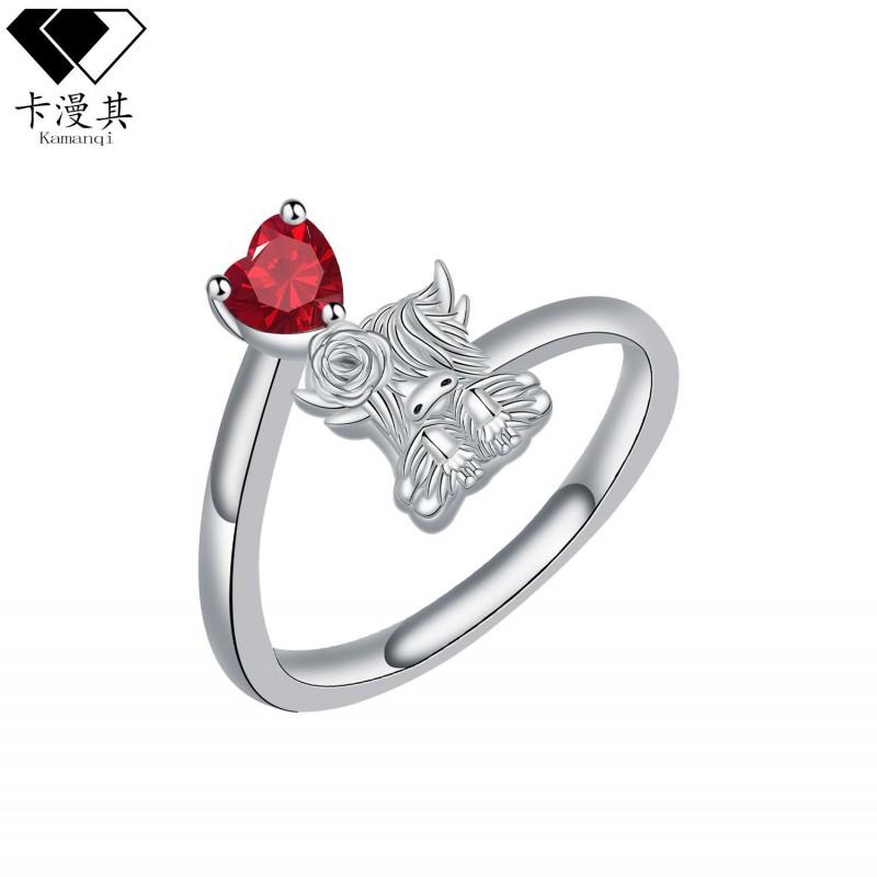 Adjustable Open Animal Ring Women - Cute Cow Design Fashion Statement Jewelry Copper Plated Adjustable Open Ring