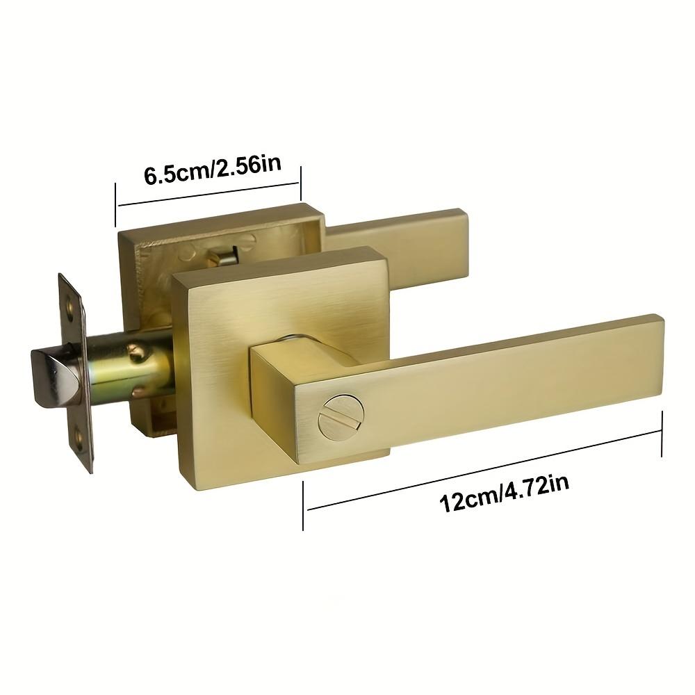 Brushed Gold Door Handles, Heavy Duty Keyless Privacy Door Lever, Reversible Square Door Handle Without Keys for Bedroom Bathroo
