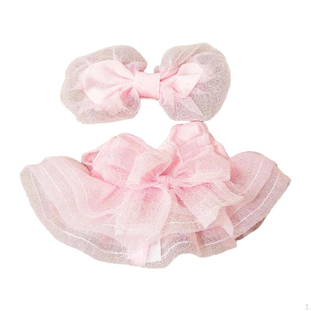 Girl Doll Clothes Bow Headdress Decor Tulle Dress Set for Dolls Age 57 810 Style A