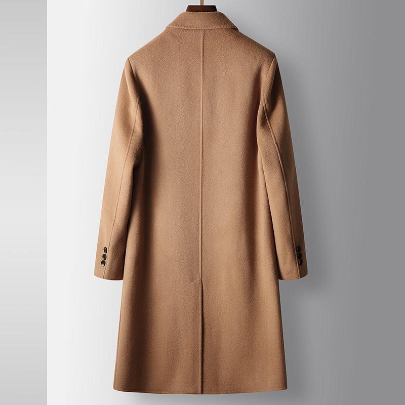 Мужское пальто осенне-зимнее двубортное шерстяное двухстороннее шерстяное длинное — фото 4