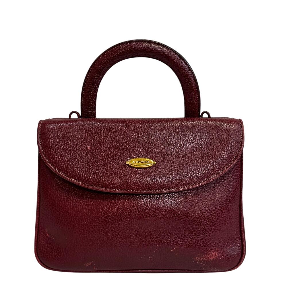 a.testoni W pocket leather Handbag Red leather Used