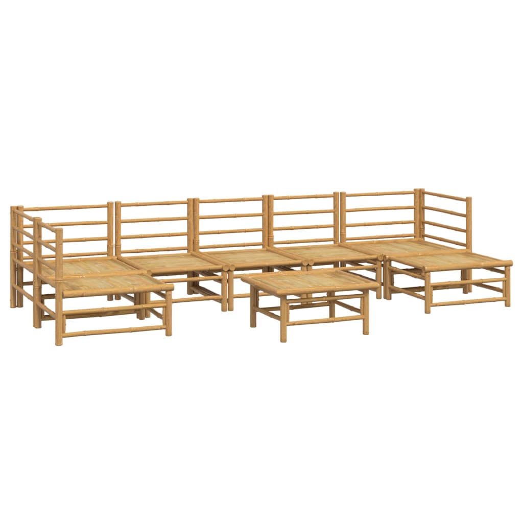 8 Piece Garden Lounge Set with Cushions Light Grey Bamboo Brown