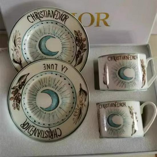 European Bone China Coffee Cup & Saucer Set - Elegant Two-Person Tea Set for Couples