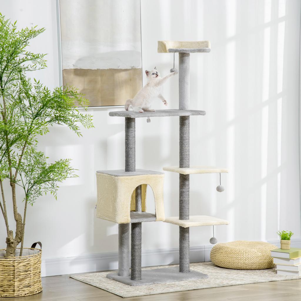 156cm High Cat Scratching Post with Bed, House, and Sisal Scratching Posts