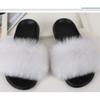Furry Slippers for Women The Same Style In Summer Real Fox Fur Slippers Plus Size Female Sandals