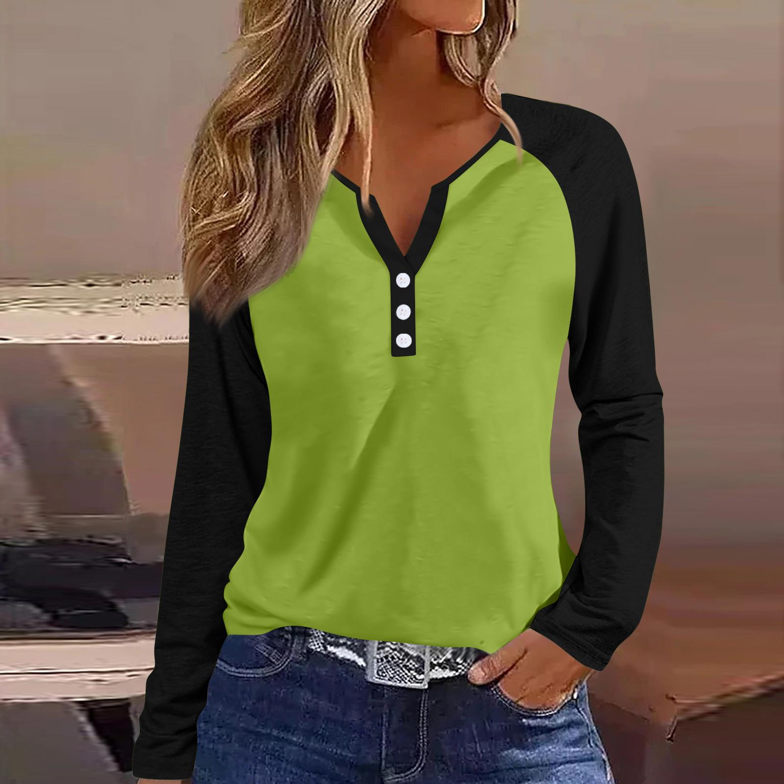 

Жен. Футболка Футболка Пуговицы Цветочный принт Длинный рукав Повседневные Выходные Мода Классический Классический V-образный вырез Обычный Топ L зелёный