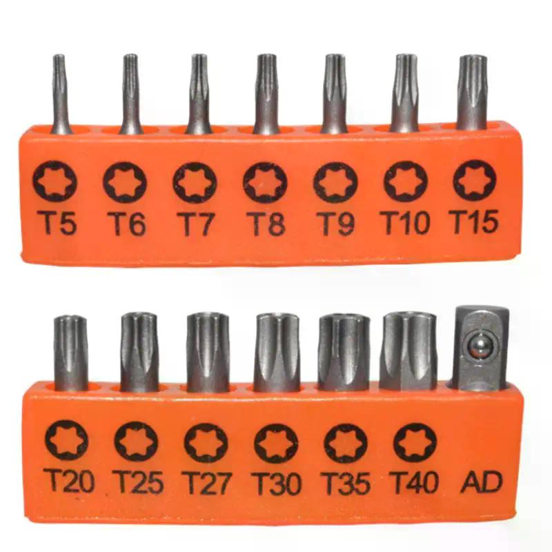 1/2Sets Screwdriver Bits T5 To T40 1/4 Inch Hex Shank For Electric Drill With 25mm Adapter Extension Set Star Key Tool Kit