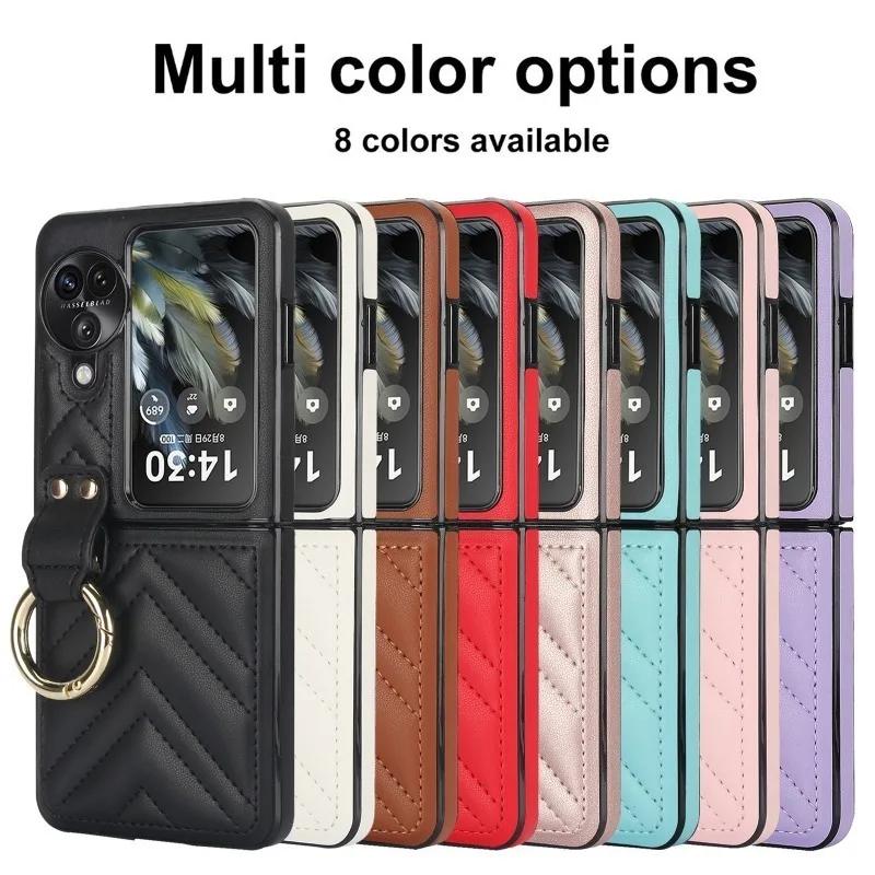 Leather Luxury Phone Case for OPPO Find N3 Find N2 N3flip Findn3flip N2flip Findn2flip Ring Hard Shell Fall Prevention Cover