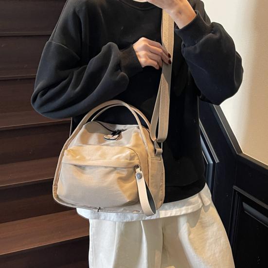 Women Casual Crossbody Bag Zippered Handbag with Adjustable Shoulder Strap Purse with Top Handle for Commuting Running Errands